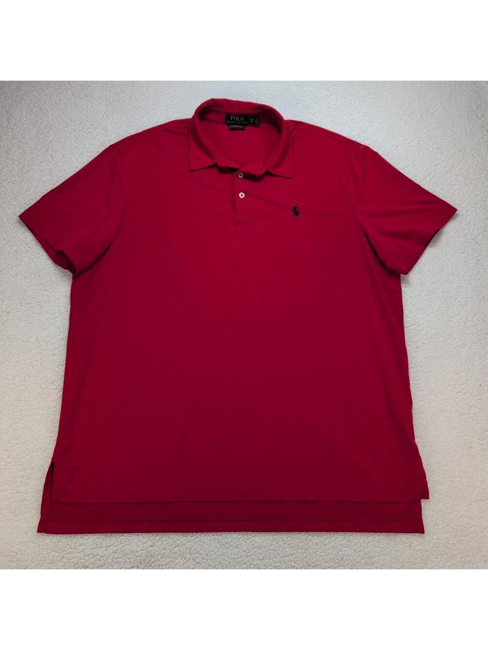 Polo Ralph Lauren Performance Polo Shirt Mens XL Red Pony Logo Stretch Golf